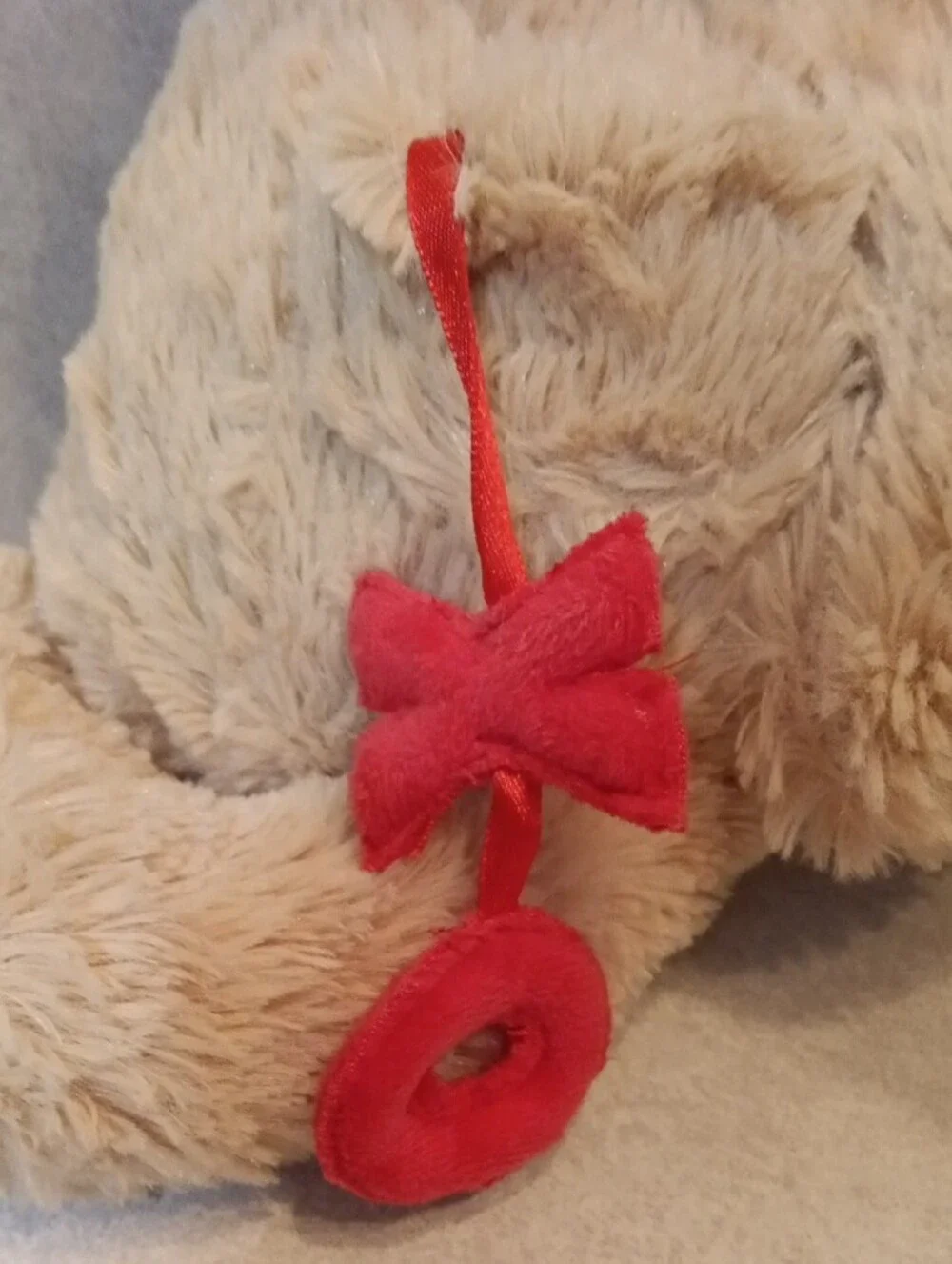 GANZ Cream Plush Teddy Bear with Red Heart and XO Accent